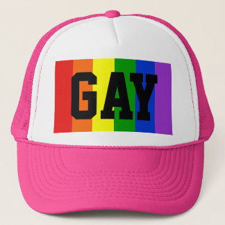 Gay Rainbow Flag Ball Cap - Rosa Truckerkappe