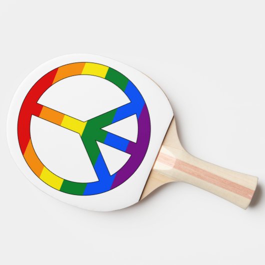 Gay Rainbow Flag Peace Sign Symbol Tischtennis Schläger (Seitenansicht)