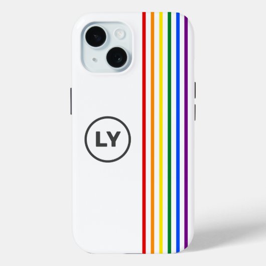 Gay Rainbow Flag Stripes Personalisiert Initialen Case-Mate iPhone Hülle (Rückseite)
