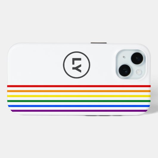 Gay Rainbow Flag Stripes Personalisiert Initialen Case-Mate iPhone Hülle (Rückseite (Horizontal))