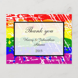 Gay Rainbow Freedom Flag Fun Wedding Danke Postkarte