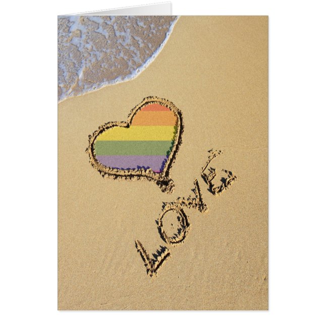 Gay Rainbow Liebe Herz in Sand (Vorne)