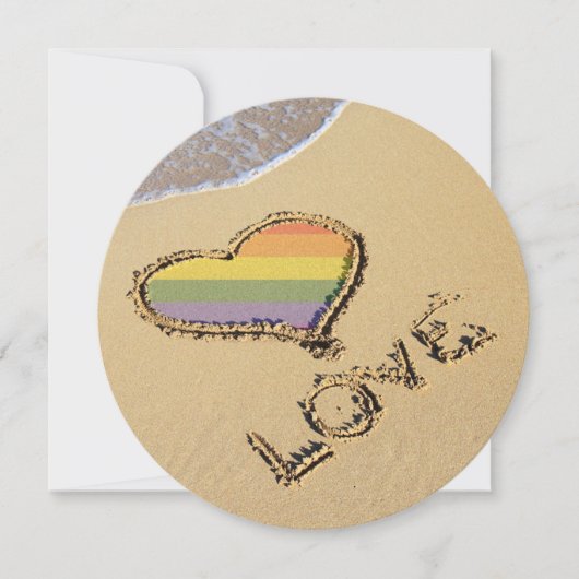 Gay Rainbow Liebe Herz in Sand Einladung (Vorderseite)