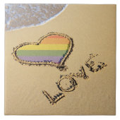 Gay Rainbow Liebe Herz in Sand Fliese (Vorderseite)