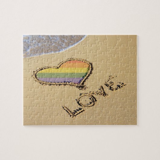 Gay Rainbow Liebe Herz in Sand Puzzle (Horizontal)