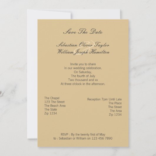 Gay Rainbow Liebe Herz in Sand Save The Date (Rückseite)