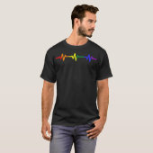 Gay Rainbow Puls Heartbeat EKG Fun T-Shirt (Vorne ganz)