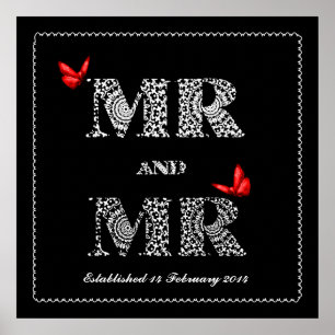 Gay Same Gender Wedding Geschenk Spitzen Word Art Poster