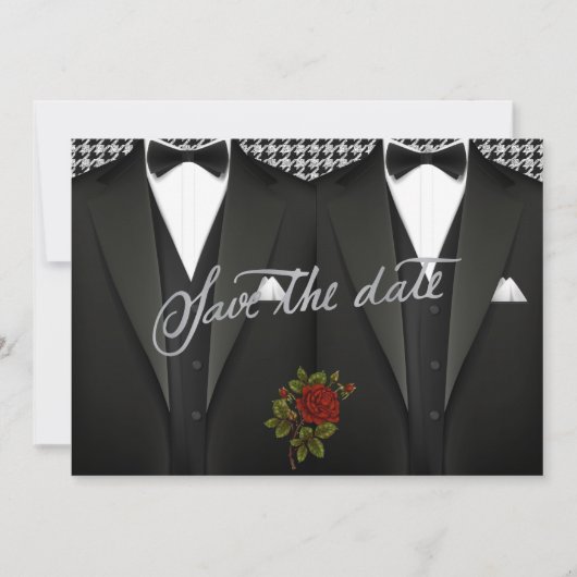 Gay Save the Date mit Tuxedo (Vorderseite)