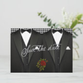 Gay Save the Date mit Tuxedo (Stehend Vorderseite)