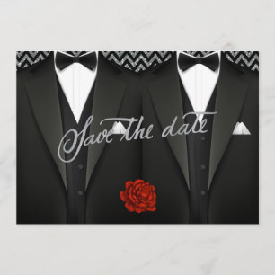Gay Save the Date mit Tuxedo