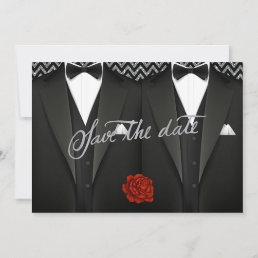 Gay Save the Date mit Tuxedo (Vorderseite)