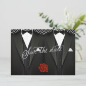 Gay Save the Date mit Tuxedo (Stehend Vorderseite)