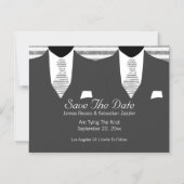 Gay Save the Date Wedding, Mr. Grey Anzug Krawatte Magneteinladung (Vorderseite)