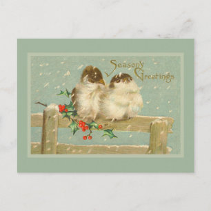 Gay Season's Greetings Zwei Vögel auf einem Zaun Feiertagspostkarte
