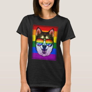 Gay Siberian Husky Hund Rainbow Lgbt Prilag Kürzun T-Shirt