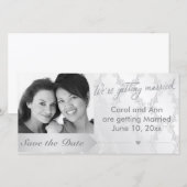 Gay Silver Damask Wedding Foto Save the Date (Vorne/Hinten)