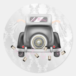 Gay Silver Damask Wedding Sticker mit Hochzeitswag