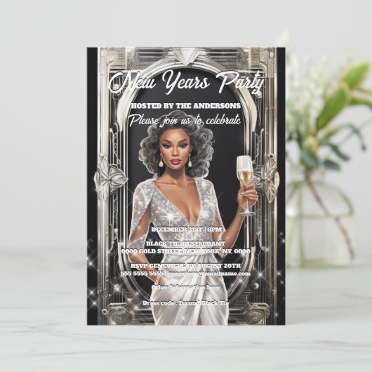 Gay Single Party Neujahr Glitzer Glasur Einladung (Stehend Vorderseite)