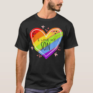 Gay Son LGBTQ I Liebe Sie stolz Regenbogen Herz T-Shirt