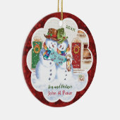 Gay, Son und Partner, 2 Snowmen Caroling, Weihnach Keramik Ornament (Rechts)