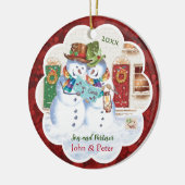 Gay, Son und Partner, 2 Snowmen Caroling, Weihnach Keramik Ornament (Links)