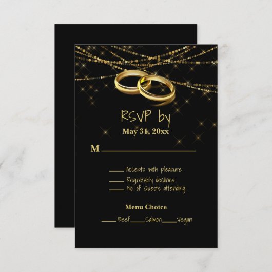 Gay Sparkling Lights und Gold Wedding Rings UAWG Save The Date (Vorne/Hinten)