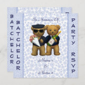 Gay Stag Party - Einladung zu Blue Teddy Bears (Vorne/Hinten)