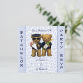 Gay Stag Party - Einladung zu Blue Teddy Bears (Stehend Vorderseite)