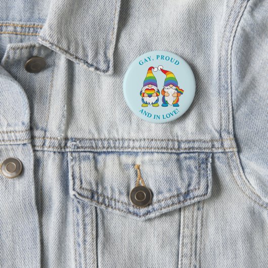 Gay, Stolz und in Liebe - zwei Regenbogen Boy Gnom Button (Beispiel)