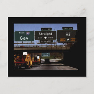 Gay/Straight/Bi Road Signs Postkarte