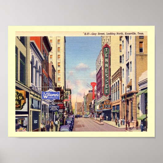 Gay Street, Knoxville, Tennessee Vintag Poster (Vorne)