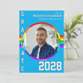 Gay Student Pride Rainbow Graduation Announcement Einladung (Stehend Vorderseite)