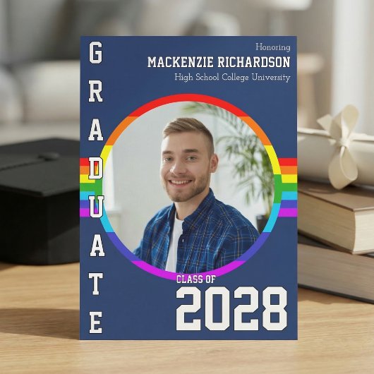 Gay Student Pride Rainbow Graduation Announcement Einladung