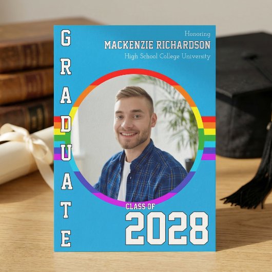 Gay Student Pride Rainbow Graduation Announcement Einladung