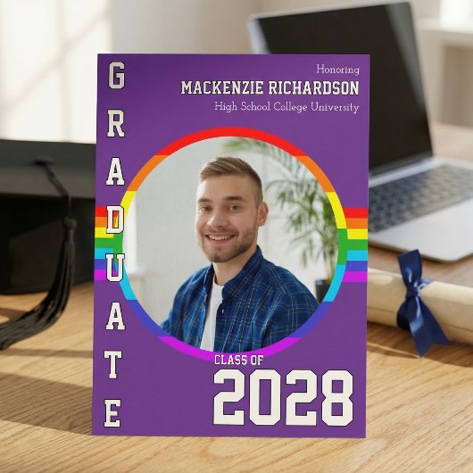 Gay Student Pride Rainbow Graduation Announcement  Einladung