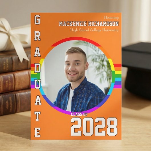 Gay Student Pride Rainbow Graduation Announcement Einladung