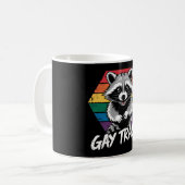 Gay Trash Raccoon LGBTQ Prix Vintag Kaffeetasse (Vorderseite Links)