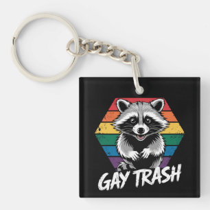 Gay Trash Raccoon LGBTQ Prix Vintag Schlüsselanhänger