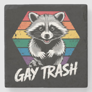 Gay Trash Raccoon LGBTQ Prix Vintag Steinuntersetzer