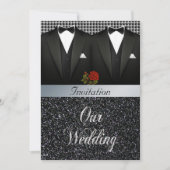Gay Tuxedo Wedding Einladung (Vorderseite)