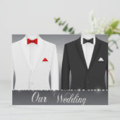 Gay Tuxedo Wedding Einladung (Stehend Vorderseite)