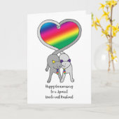 Gay Uncle & Husband Anniversary Rainbow Cats Karte (Gelbe Blume)