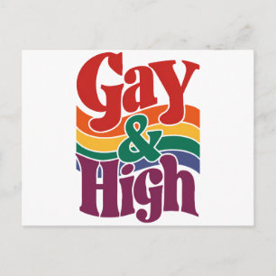 Gay und High Retro LGBTQ-Stolzflagge Postkarte