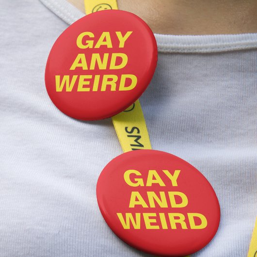 Gay und komisches Rot-Gelb-Geschlecht-Stolz Monat Button
