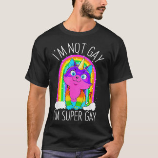 Gay Unicorn Cat LGBT Pride Flag Im Nicht Gay Im Su T-Shirt