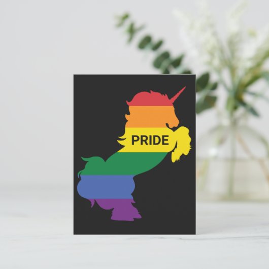 Gay Unicorn Postkarte (Stehend Vorderseite)