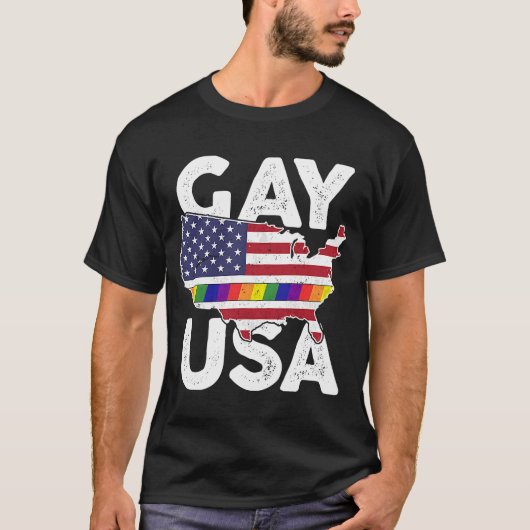 Gay USA American LGBT Pride Rainbow Flag März Rall T-Shirt (Vorderseite)