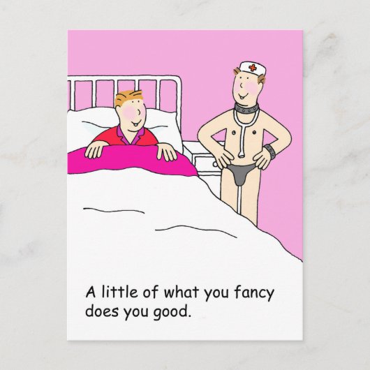 Gay Valentine Cartoon Spaß für Ihm Postkarte (Vorderseite)
