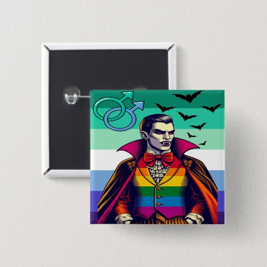 Gay Vampire in Regenbogenfarben Button (Vorne & Hinten)